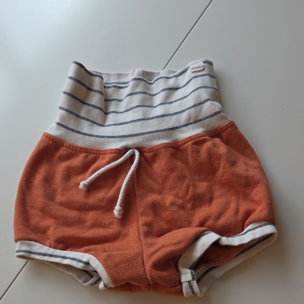 Little Road Co - Striped Monarch Orange and White Bubble Shorts - Toddler 4T